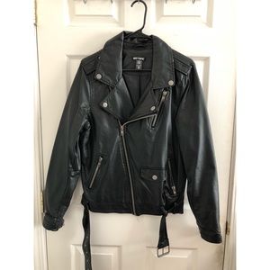 Trendy Men’s Leather Jacket with waist strap